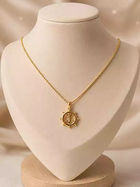 Gold-Plated Anchor Chain & Pendant