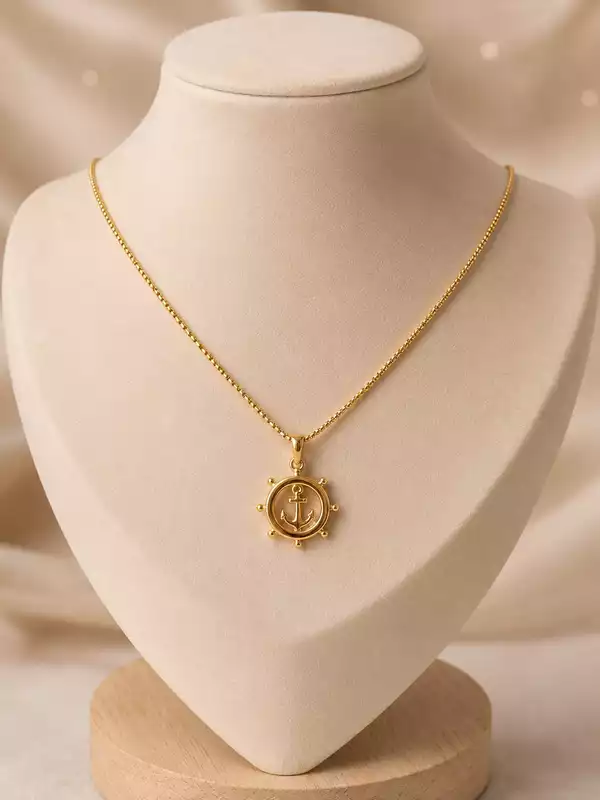 Gold-Plated Anchor Chain & Pendant