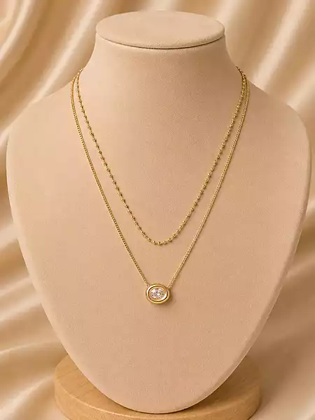 Round Crystal Pendant Necklace