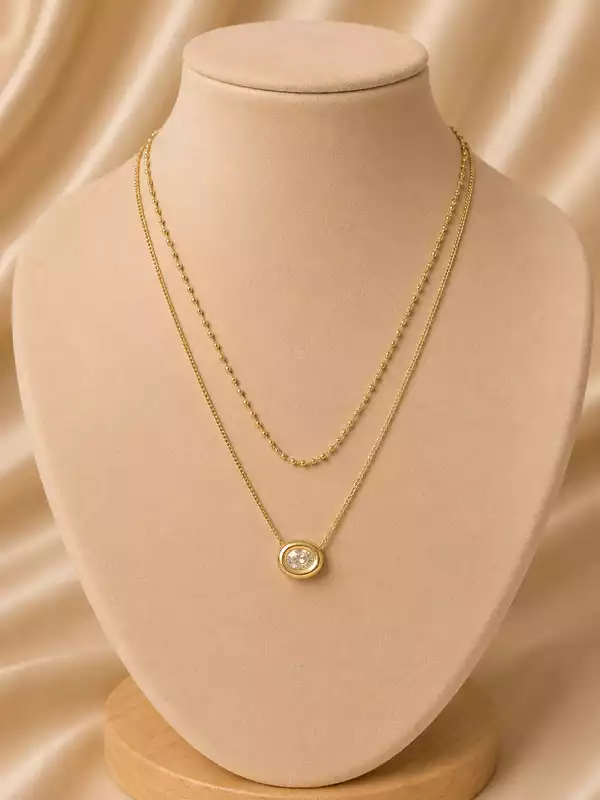 Round Crystal Pendant Necklace
