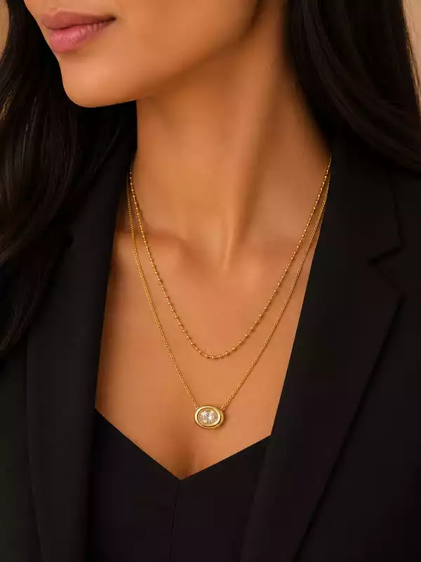 Round Crystal Pendant Necklace