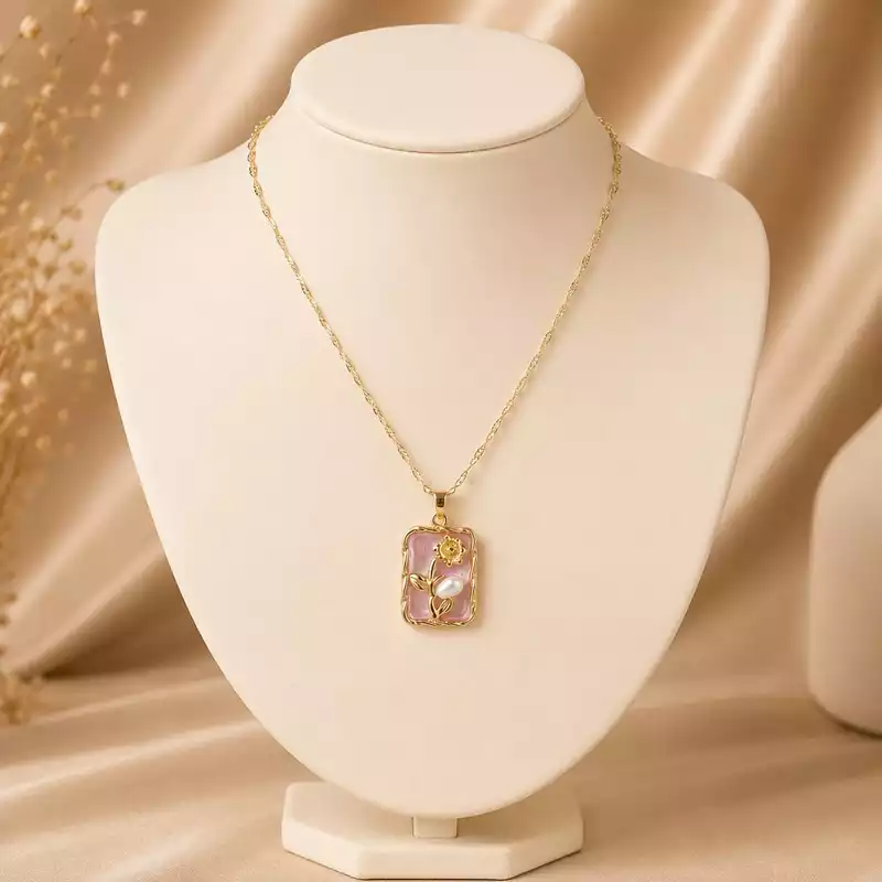 Blush Floral Pendant Necklace
