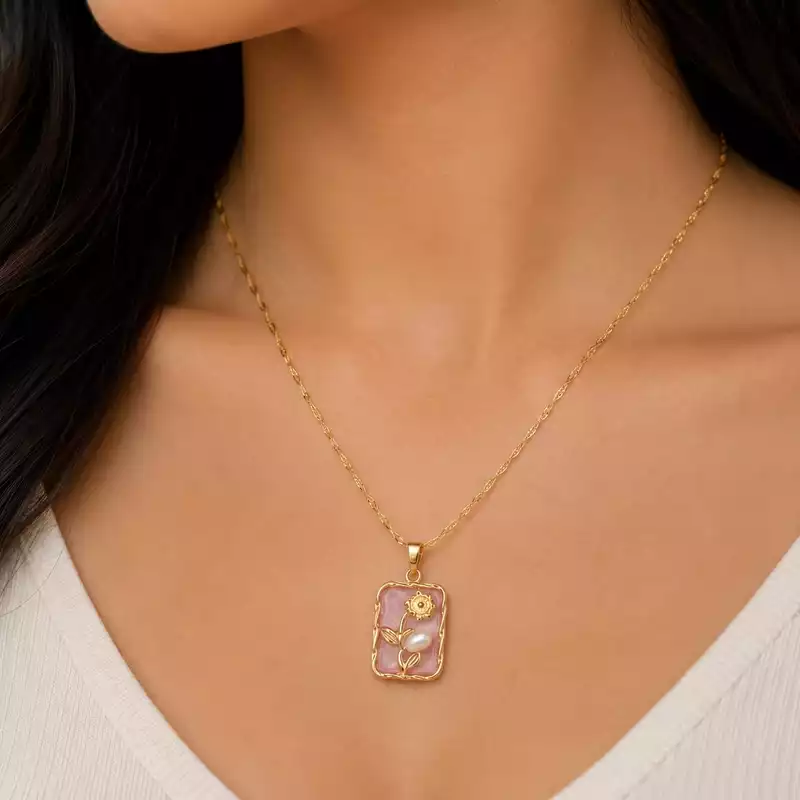 Blush Floral Pendant Necklace