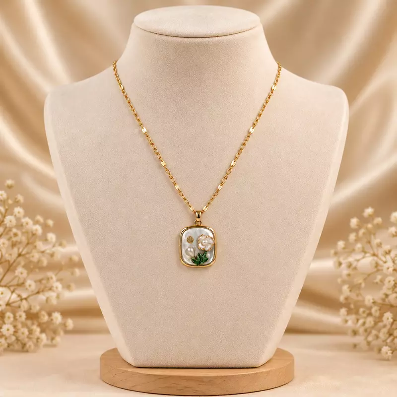 Pearl Blossom Floral Pendant Necklace