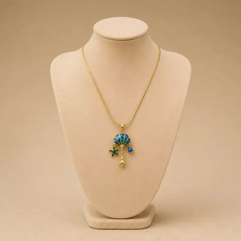 Seashell & Starfish Pendant Necklace