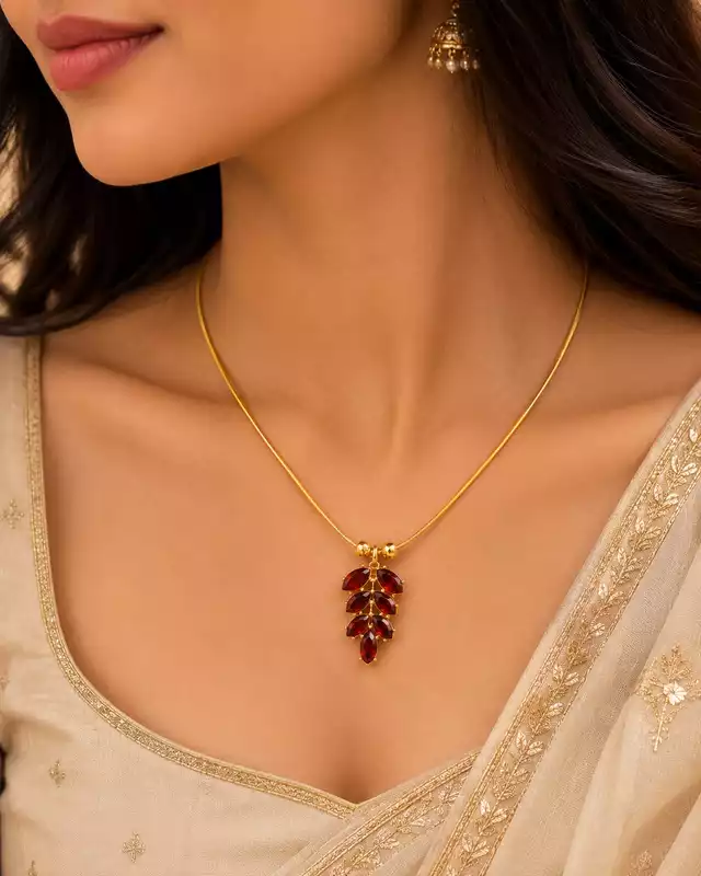 Ruby Leaf Invisible Thread Necklace