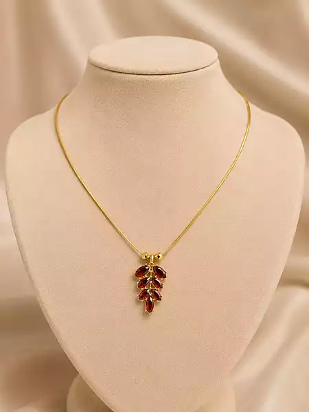 Ruby Leaf Invisible Thread Necklace