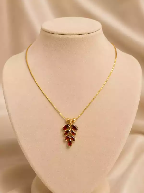 Ruby Leaf Invisible Thread Necklace