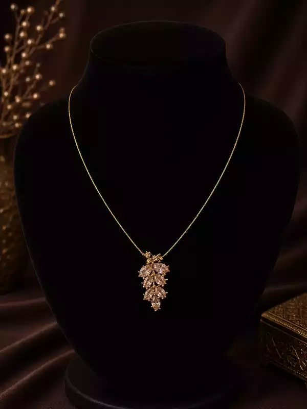Invisible Thread Crystal Leaf Pendant Necklace