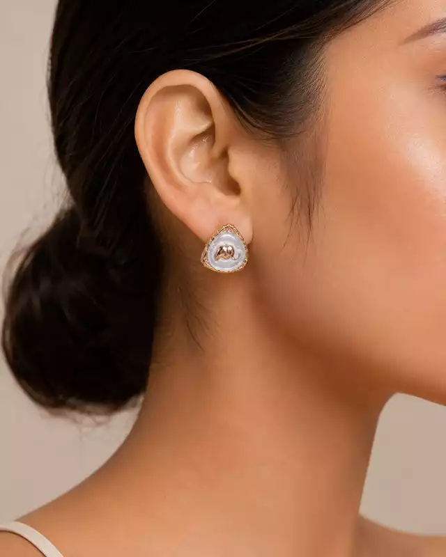 Ivory Spiral Shell Stud Earrings