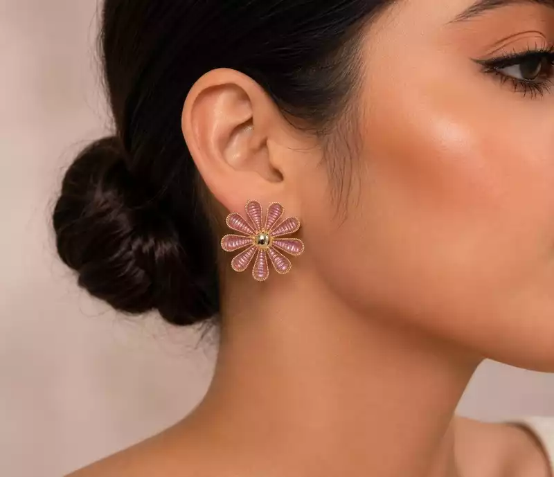 Dusty Pink Bloom Stud Earrings