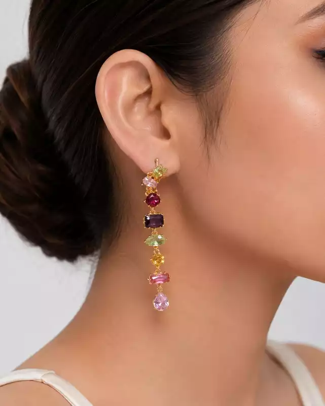 Pastel Multicolor Crystal Drop Earrings