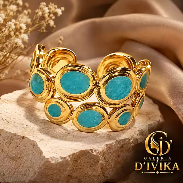 Turquoise Blue Enamel Circle Statement Ring