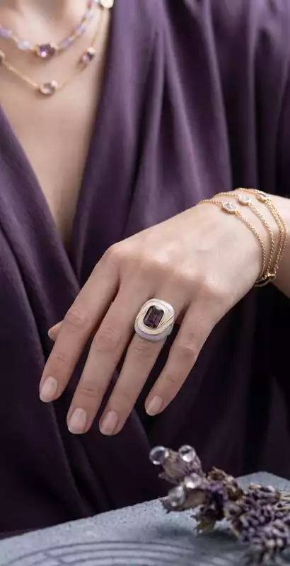 Lavender Enamel Designer Ring