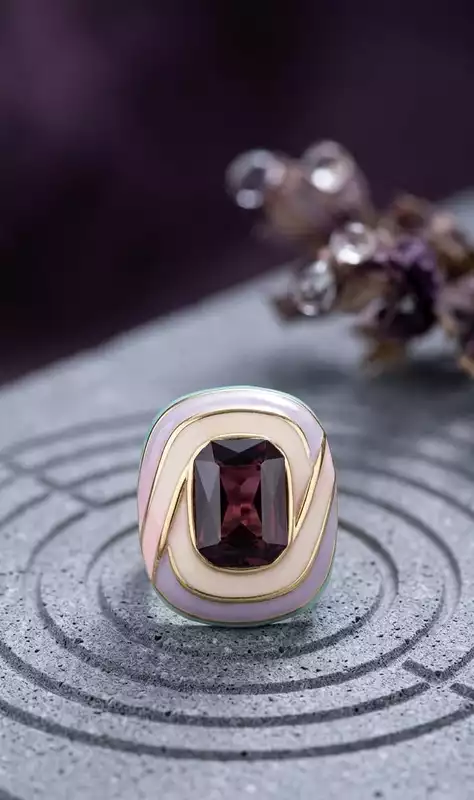 Lavender Enamel Designer Ring