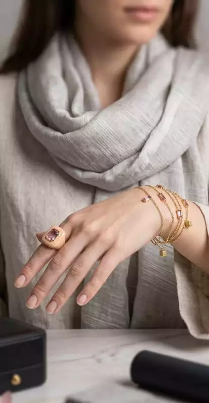Lavender Rectangular Crystal Statement Ring